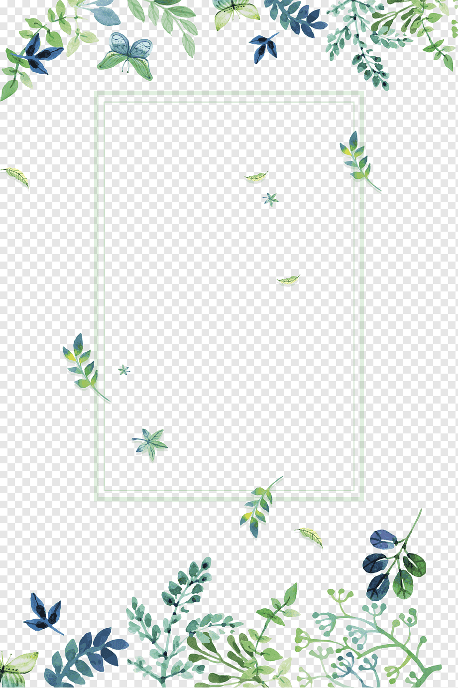 Green, Small fresh green flowers border texture, green leaves border, border, leaf, color png