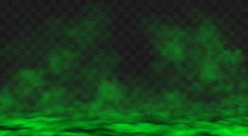 Green smog or fog clouds spreads on ground Free Vector