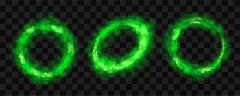 Green smoke circles, round glow smog clouds set Free Vector