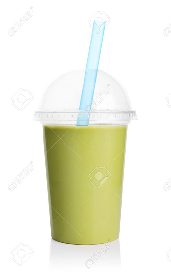 Green Smoothie In Plastic Transparent Cup Isolated On White ...