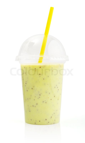 Green smoothie in plastic transparent ... | Stock image | Colourbox