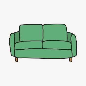 Green sofa collage element, furniture | Free Vector Illustration - rawpixel