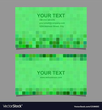 Green square mosaic business card template design vector image