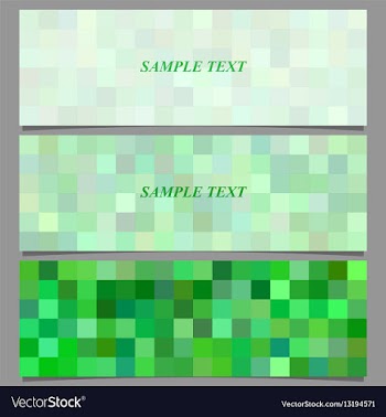 Green square mosaic pattern banner background set vector image