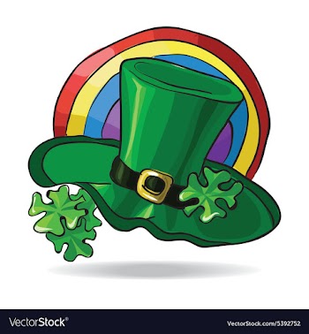 Green St Patricks Day hat with clover vector image