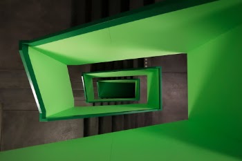 green staircase