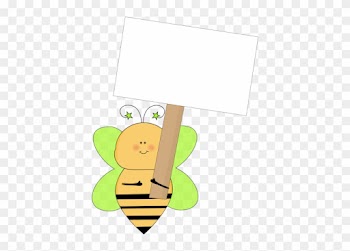 Green Star Bee Holding A Blank Sign - Bee Holding Sign Clipart