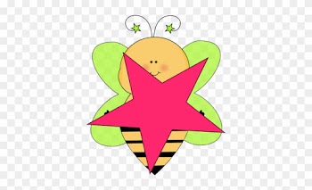 Green Star Bee With A Pink Star - Cute Flowers Clip Art