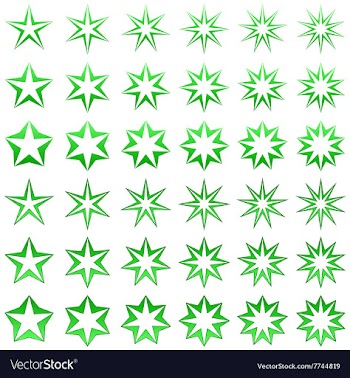 Green star shape set vector image
