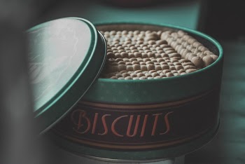 Green Steel Container With Biscuits Lot