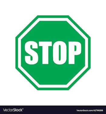 green stop sign or logo