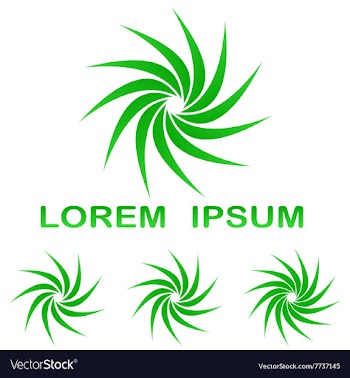 Green stylized plant symbol template set vector image