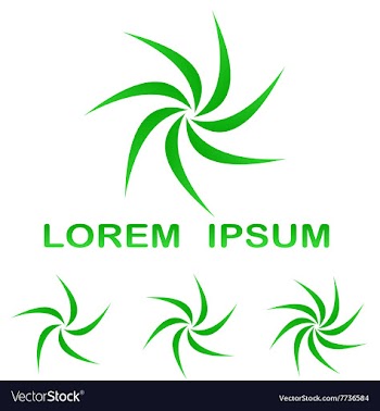 Green swirling enviroment symbol design set vector image