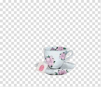 Green tea Coffee Cafe Flowering tea, Color hand-painted floral cup transparent background PNG clipart