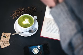 Green tea Matcha latté art 