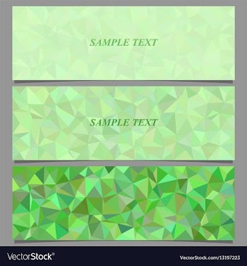 Green tiled triangle mosaic banner design set vector image