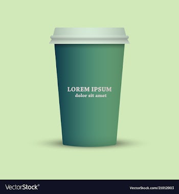 Green tone coffee cup take away coffee vector image