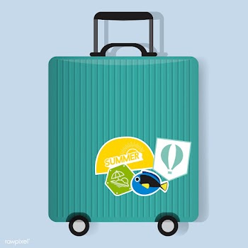 Green Travel Baggage Luggage with Stickers Ve.. | Free stock vector - 389976