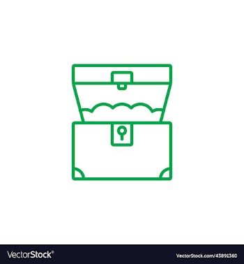 green treasure chest line icon