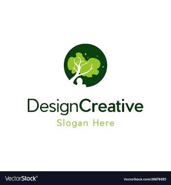 Green tree circle logo design vector image