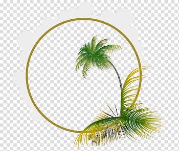Green tree frame border, Leaf Euclidean Coconut, Coconut leaf frame material transparent background PNG clipart