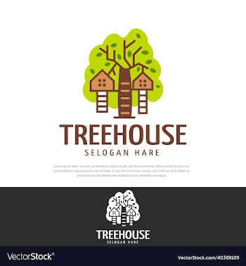 green tree house logo can be used for education