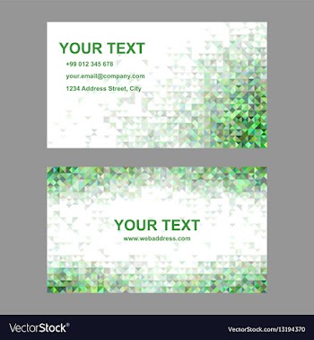 Green triangle mosaic business card template vector image