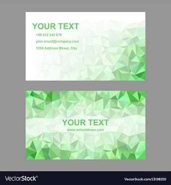 Green triangle mosaic business card template vector image