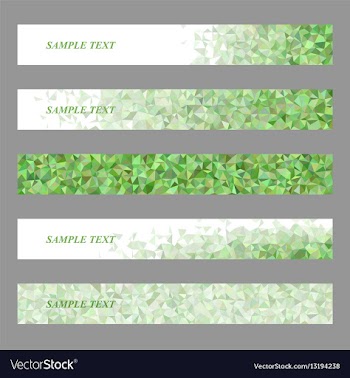Green triangle mosaic web banner design set vector image