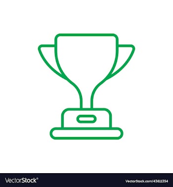 green trophy cup line icon