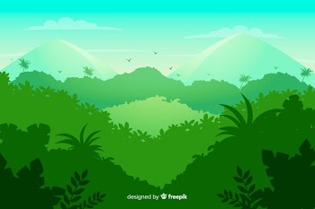 Green tropical forest landscape Free Vector
