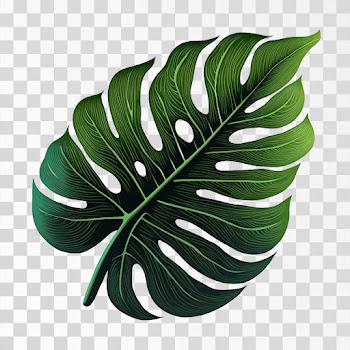 Green tropical leaves PNG transparent, Hand drawn illustration