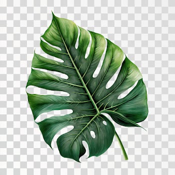 Green tropical leaves PNG transparent, Hand drawn illustration