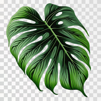 Green tropical leaves PNG transparent, Hand drawn illustration