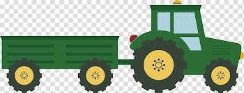Green truck with trailer illustration, Agriculture, agricultural vehicles transparent background PNG clipart
