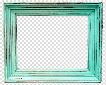 Green vintage Frame, rectangular teal wooden frame transparent background PNG clipart