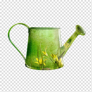 Green watering can, Watering can Garden Flower , Green flower watering can transparent background PNG clipart