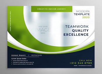 Green wavy business presentation brochure template Free Vector