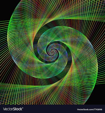 Green wired fractal spiral design background vector image