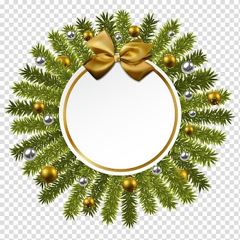 Green wreath, International Day of the World's Indigenous Peoples Gift Allah, Pine and Gold Bow Christmas Decoration transparent background PNG clipart