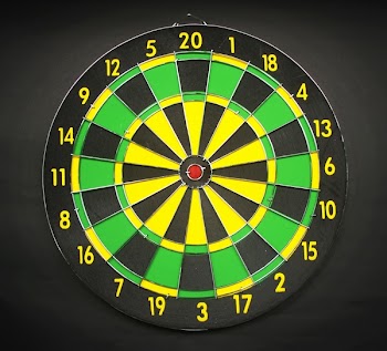 Green Yellow and Black Round Dart Board With Black Background