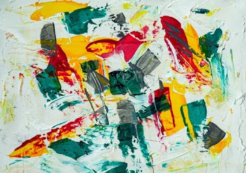 Green, Yellow, and Red Abstract Painting