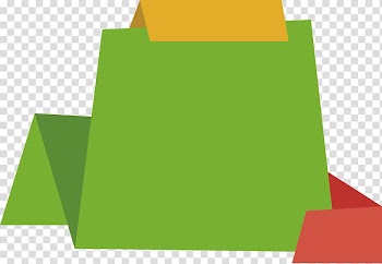 Green, yellow, and red illustration, Brand Line Triangle, Green origami ribbon title box transparent background PNG clipart