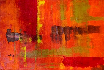 Green, Yellow, Black, Red, and Orange Abstract Illustration
