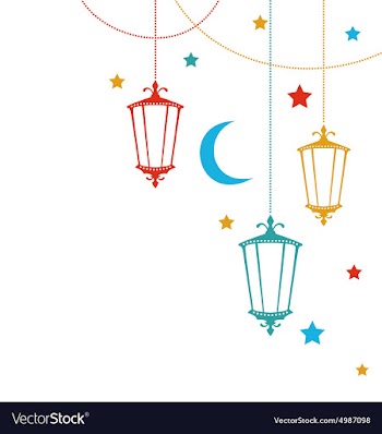  					Greeting Card for Ramadan Kareem with Lamps vector image														