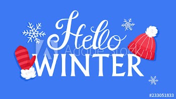 Greeting card Hello Winter for a Christmas decoration