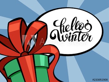 Greeting card Hello Winter for a Christmas decoration