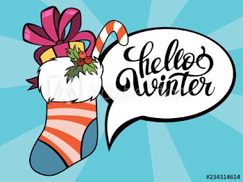 Greeting card Hello Winter for a Christmas decoration