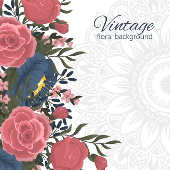 Greeting card with flowers Free Vector