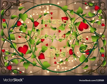  					Greeting card with heart bush in weaving vs vector image														